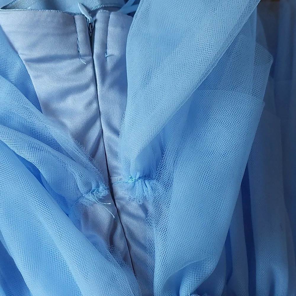 Mable Light Blue Tiered Tulle Mini Dress Sz S - Picture 10 of 15